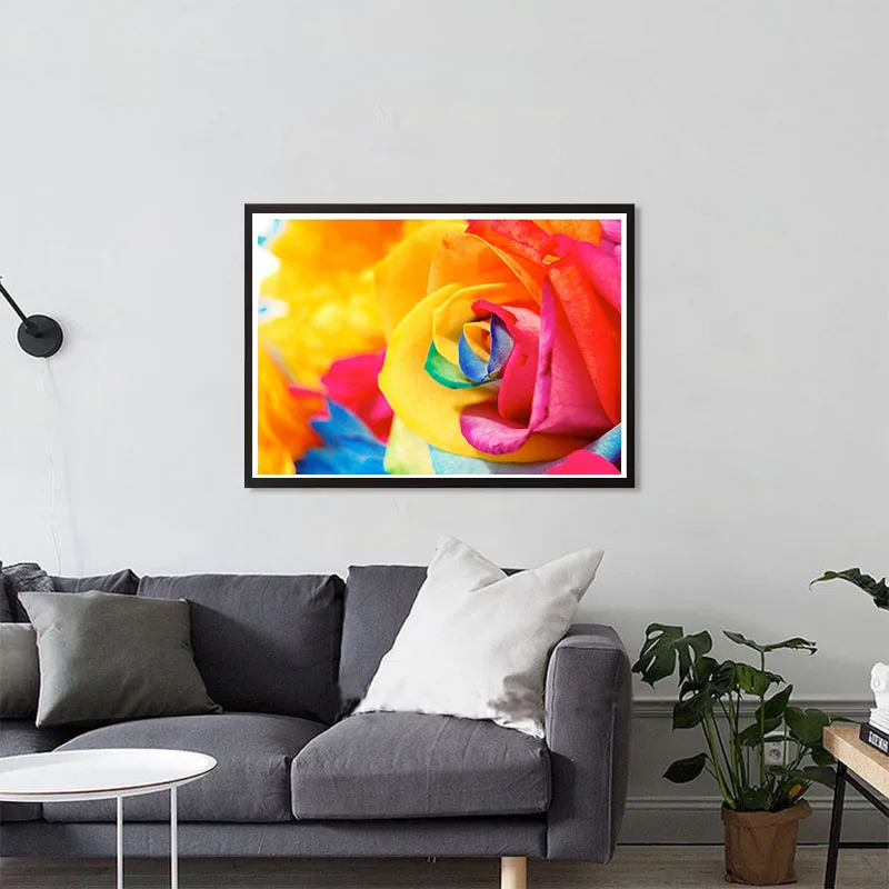 

DIY Diamond Painting Colorful Rose Flower Cross Stitch Diamond Painting Pattern Circular Rhinestone Home Decoration