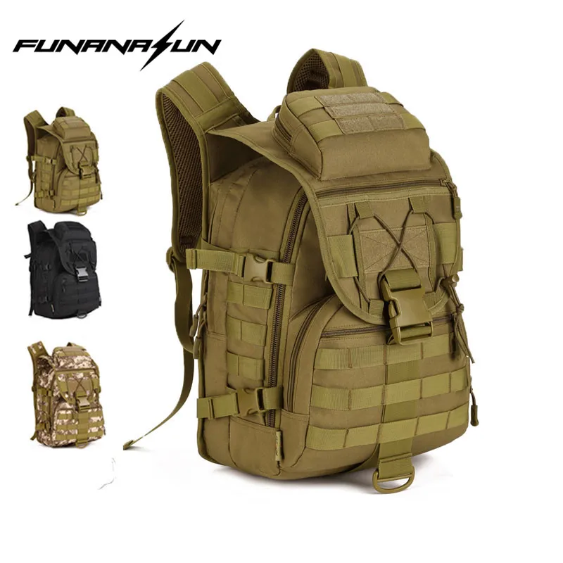 40L Tactical Assault Waterproof Pack Army Molle EDC Rucksack 600D Nylon Tactics Pack Traveling Hiking Climbing Bag