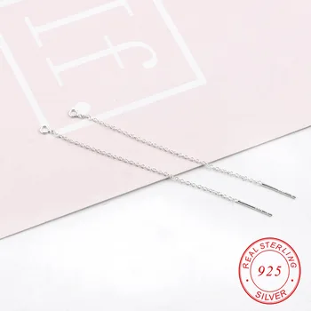 

64mm A pair 925 sterling silver box Line Chain Earring Supplies for Crystal Beads silver Ear Threads For Jewelry Findings