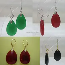 > 4 цвета-красивый зеленый/красный/черный камень/камень Бусина Серьги
