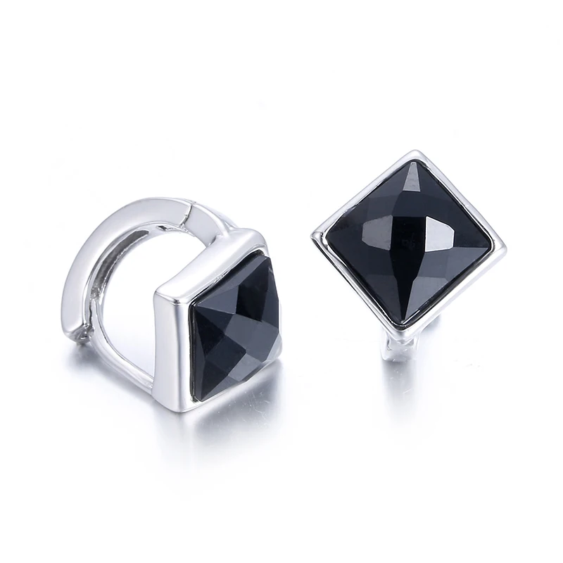 Женские серьги гвоздики из серебра 100% пробы с черными кристаллами|earings fashion