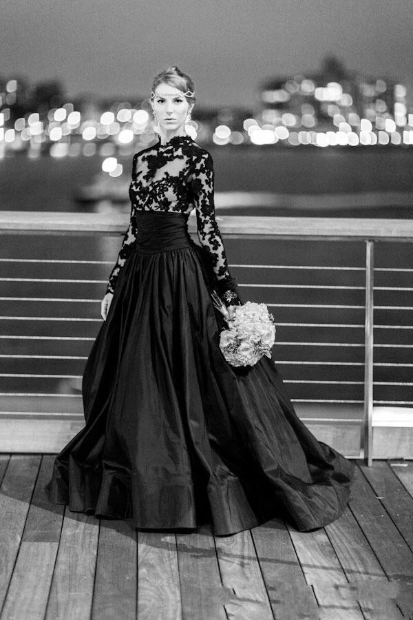 Cecelle 2019 New Vintage Gothic Black Wedding Dresses Long Sleeve Sheer Neck Taffeta Colorful Bridal Gowns Non Traditional Colored Bridal Gown Bridal Gownwedding Dress Long Aliexpress