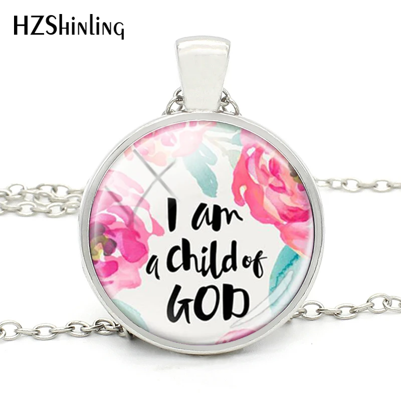 

2018 Inspirational Language I Am a Child of God Magnet Necklace Fashion Vintage 4 Color Pendant Necklace Birthday Gift