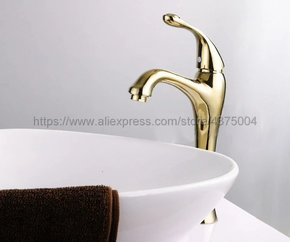 Bathroom Faucet Golden Basin Faucet Deck Mounted Single Handle Single Hole Hot And Cold Water Tap Ngf026