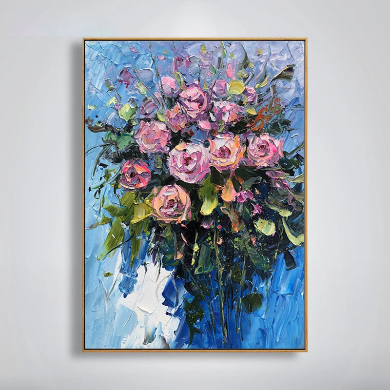 

100% Hand Painted Abstract Flowers Art Oil Painting On Canvas Wall Art Wall Adornment Pictures Painting For Live Room Home Decor