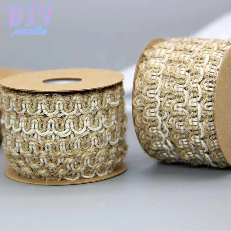 

5M hollow Natural Burlap Hessian Jute Twine Cord Hemp Rope Trim Rustic Wrap Gift Packing String Wedding Party Decoration