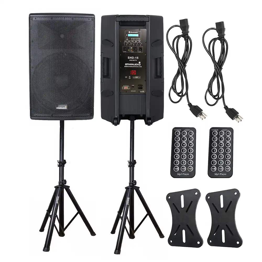 15 inch powered speakers pair