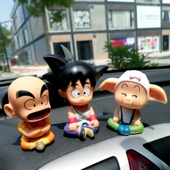 

3PC/Set Cartoon SON GOKU Oolong Kuririn Car Ornament Shaking Head Doll Cute Car Decoration Toy Japan Cartoon Car Accessories