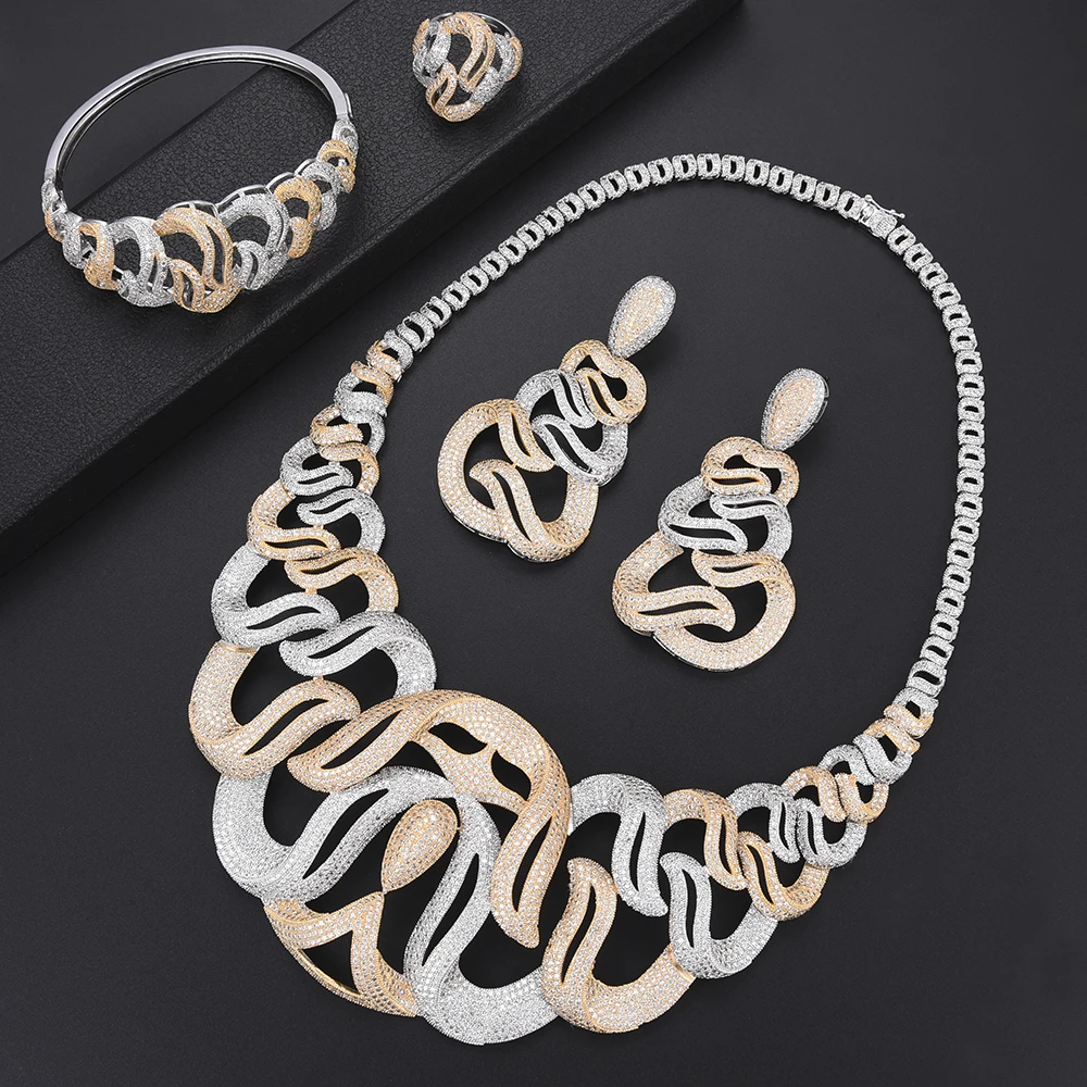 

Luxury bridal jewelry sets indian african dubai Necklace Earrings Bracelet Ring nigerian jewelry set for women bijoux femme