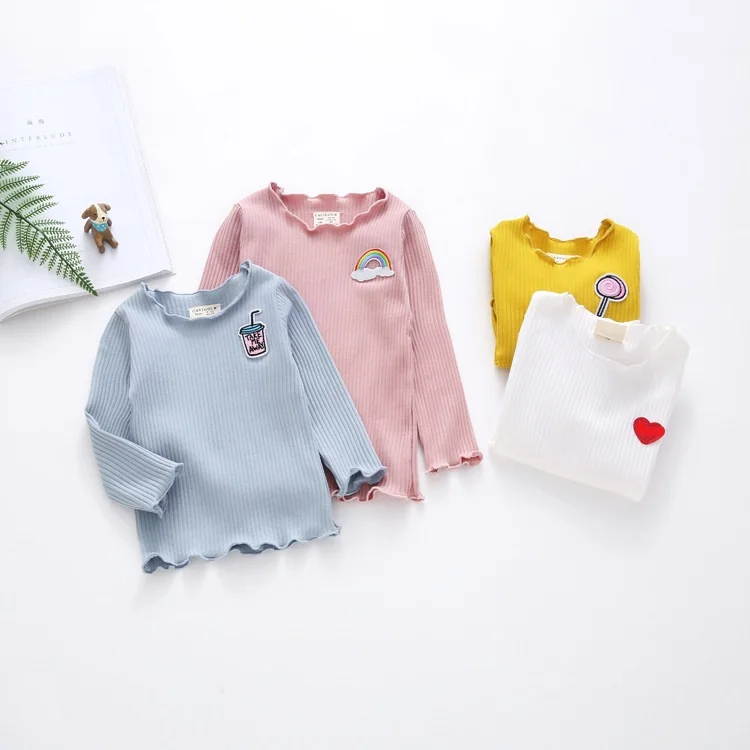 

FREE Shipping Four Color Style Wave Desgin Cotton Vert Soft Long Sleeve Girls T-Shirts Children Clothing Girls Sweatshirt
