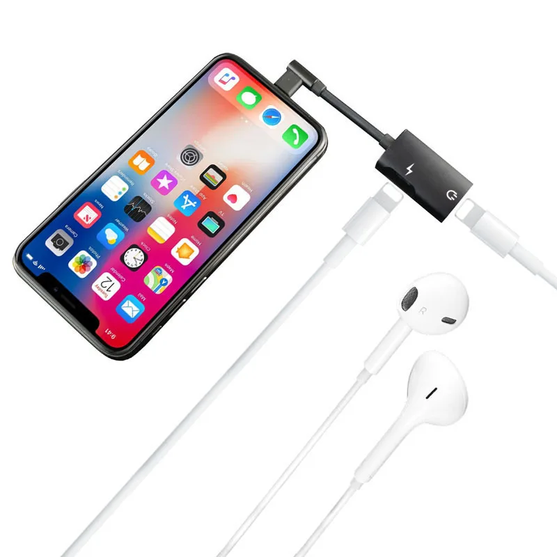 VRURC For Lightning Adapter iPhone X 10 Charging 8 7 Plus Charger Splitter Headphone Mini Portable | Мобильные телефоны и