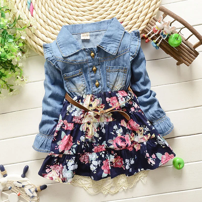 vestido jeans infantil manga longa