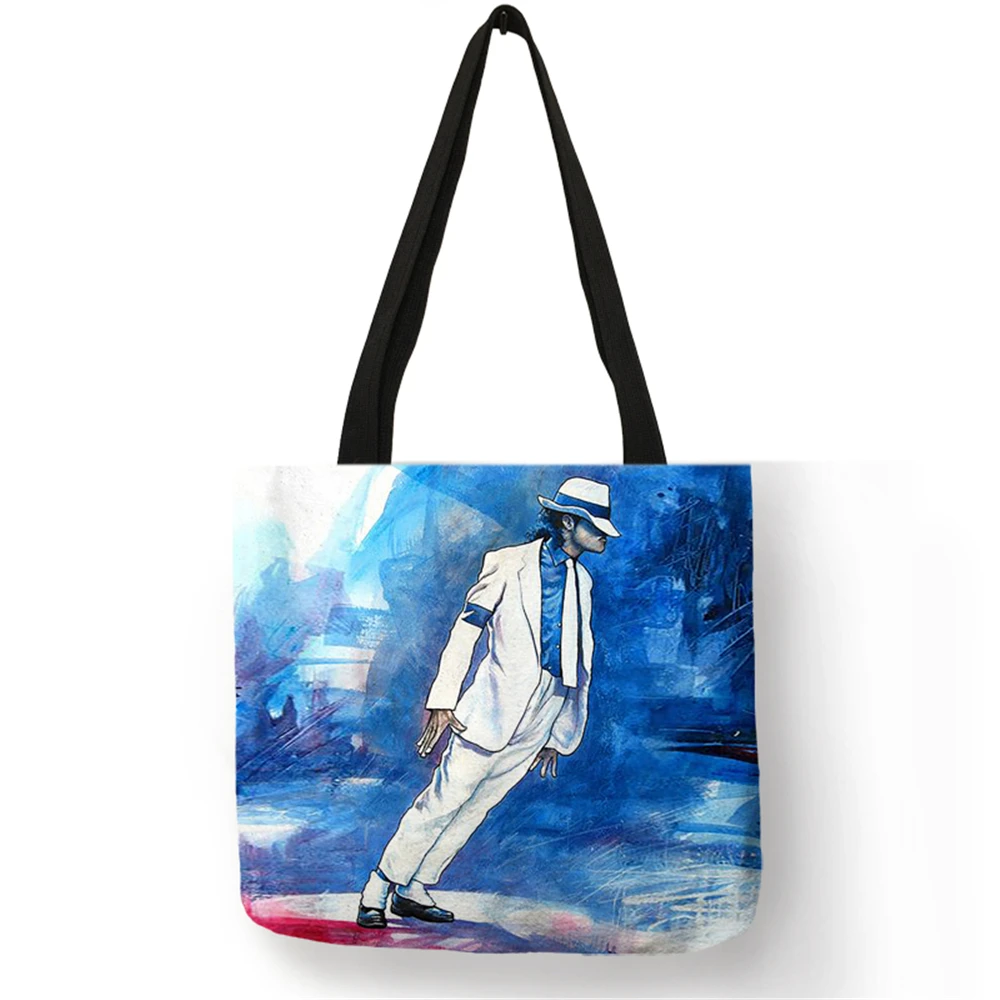 Customize Linen Bag With Personalized Michael Jackson MJ Print Casual