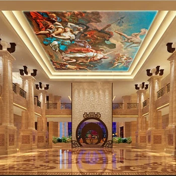 

Wholesale 3d wall ceiling mural for hall living room photo mural wallpaper European style mural SISTINE CHAPEL