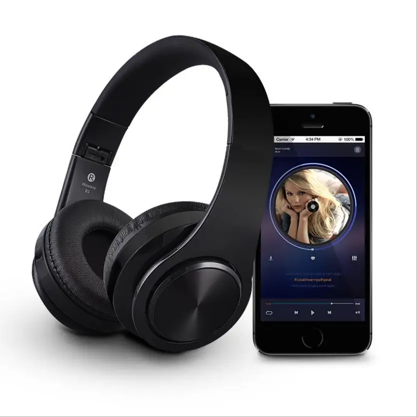 Bluetooth наушники за ухо Складная Hi-Fi беспроводная гарнитура с микрофоном и проводными наушниками Поддержка SD/TF карты для сотового телефона/ПК