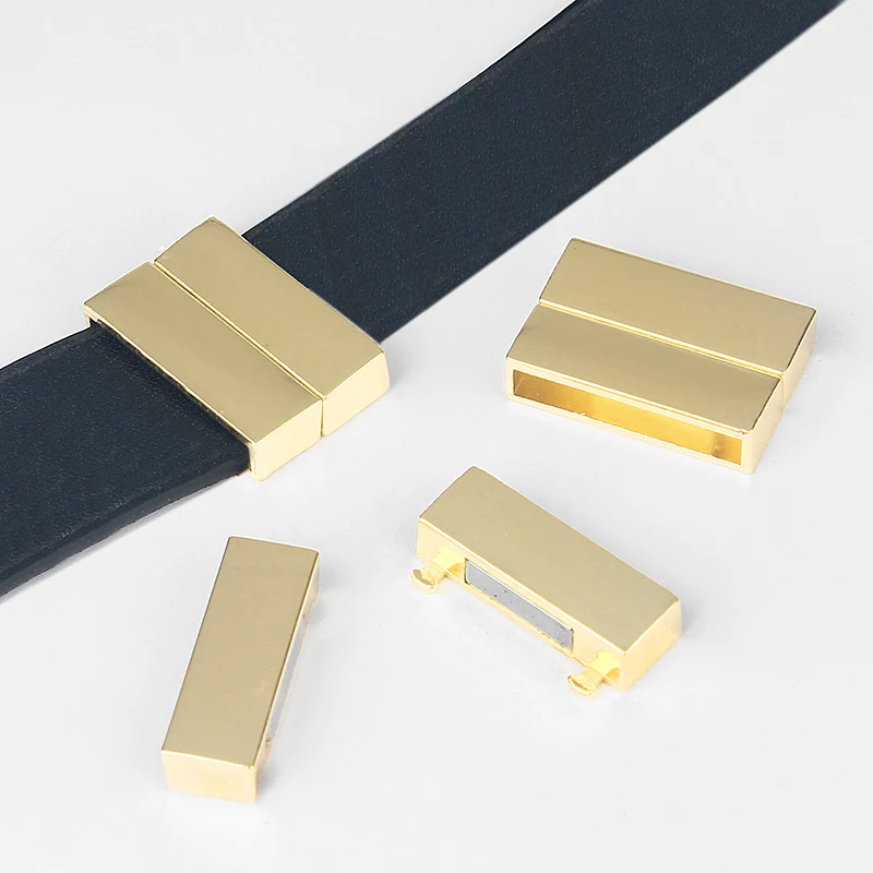 10 sets Gold Color Clasps Fit Flat Leather Cord Bracelets End