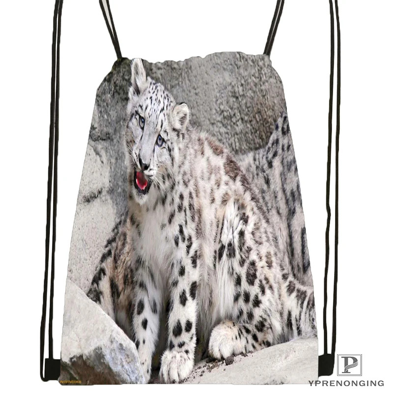 Custom snow leopard nature life Drawstring Backpack Bag Cute Daypack Kids Satchel Black Back 31x40cm 180611