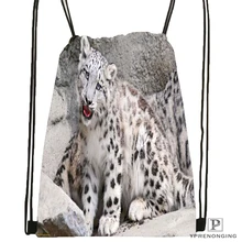Custom snow-leopard-nature-life Drawstring Backpack Bag Cute Daypack Kids Satchel (Black Back) 31x40cm#180611-01-11