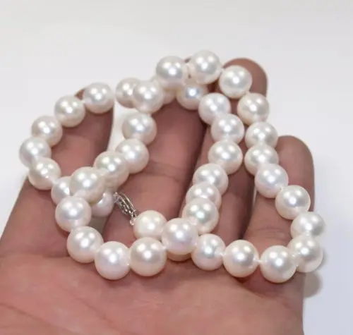 

@@@@@ CHARMING HOT 10-11MM SOUTH SEA GENUINE WHITE PEARL NECKLACE 14KGP GOLD CLASP c 6.09