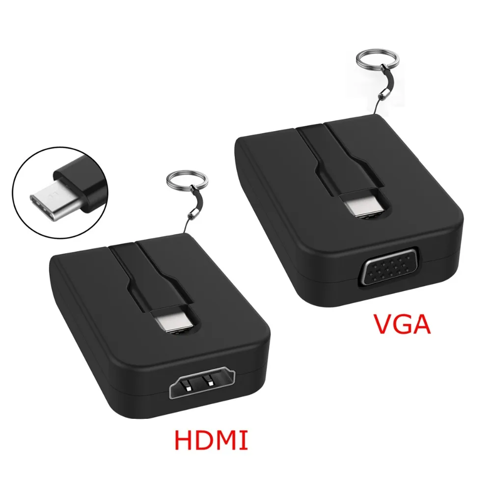 10 см USB 3 1 USB-C Тип C папа к HDMI 4 30 Гц и VGA 1080p 60 Женский видео адаптер конвертер кабель
