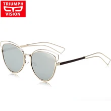 TRIUMPH VISION новое поступление кошачий глаз солнцезащитные очки женские модные золотые розовые металлические оправы женские очки Брендовые оттенки