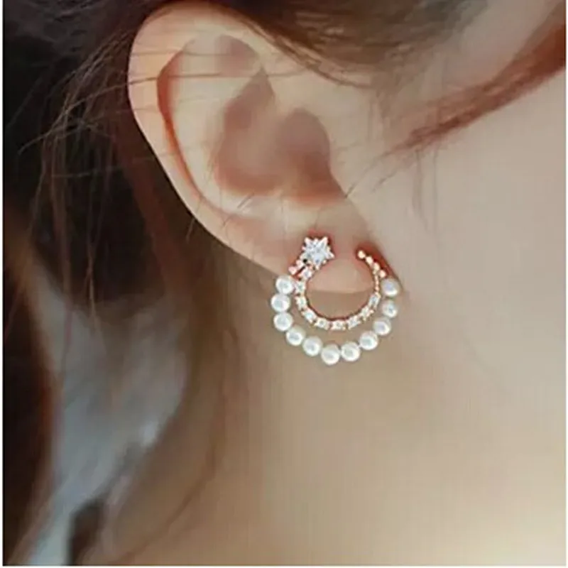 2017 новая мода Moom и звезда жемчужные ювелирные изделия Boucle d'oreille золотые
