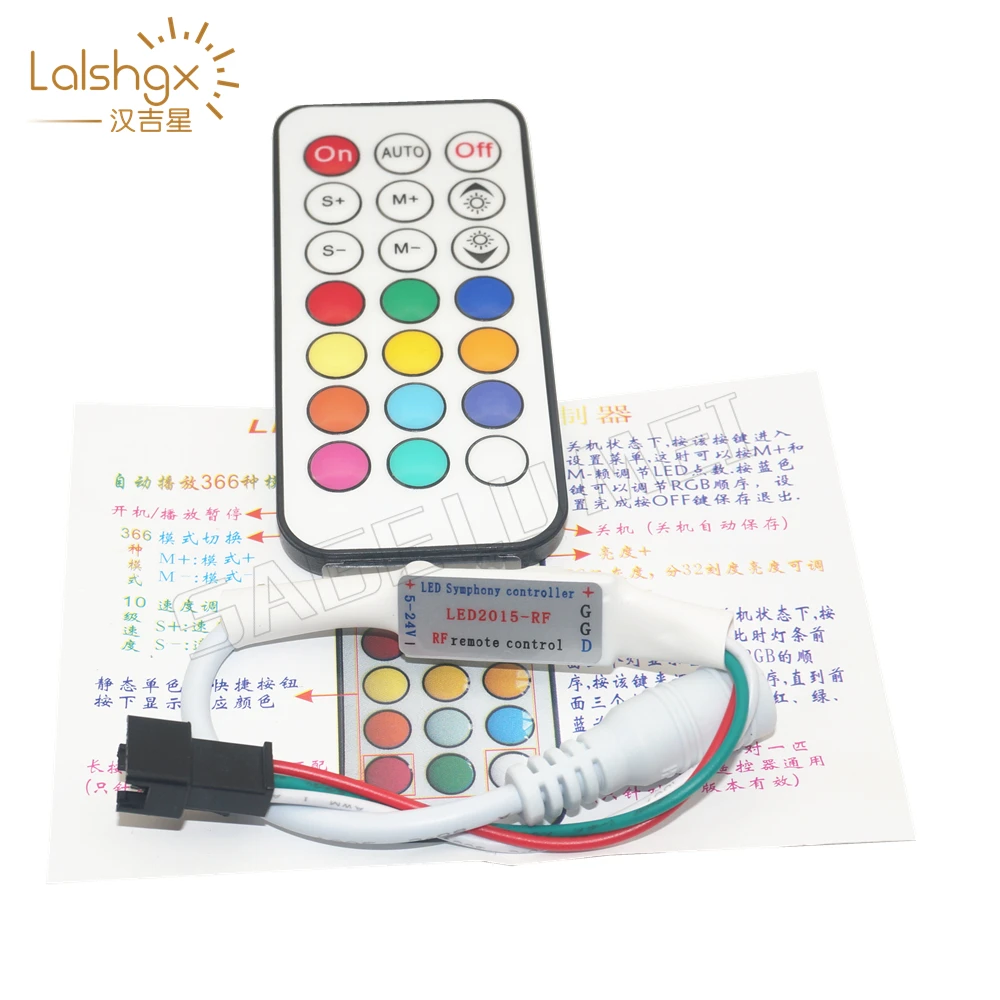 

1903 6812 Full Color RGB Led Strip Light Tape Ribbon 21keys DC5V 12V WS2811 WS2812 RF LED Controller Led Pixel RF Controller
