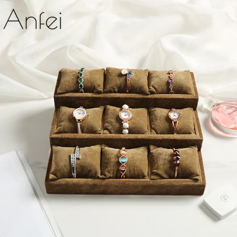 

High Quality Velvet Jewelry Trays Jewelry Display Holder Bracelet Ring Earring Jade Pendan Box Case Jewelry Storage Organizer