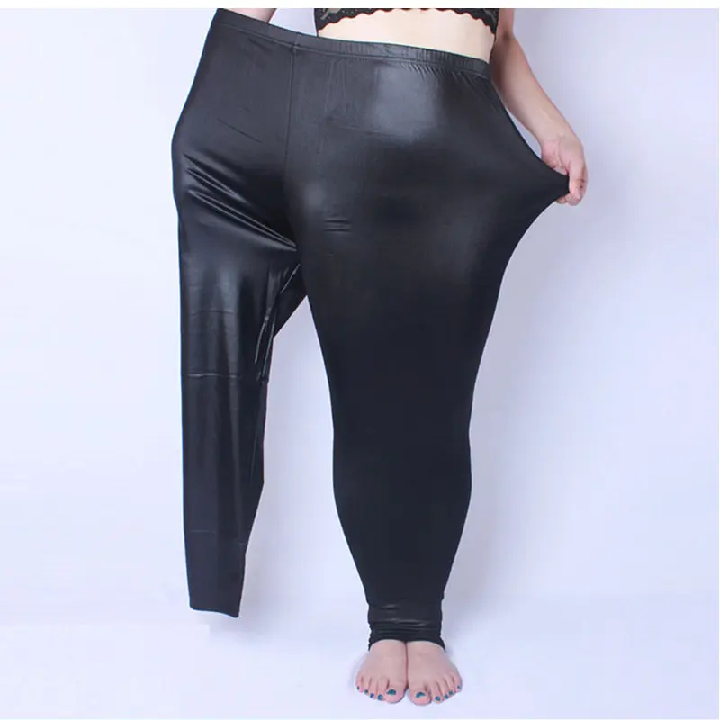 Koop Vrouwen Leggings nep Lederen Plus Size 5xL Grote Maten Vrouwen Kleding Grote Slanke Legging Broek Vrouwen Leggings Zwart