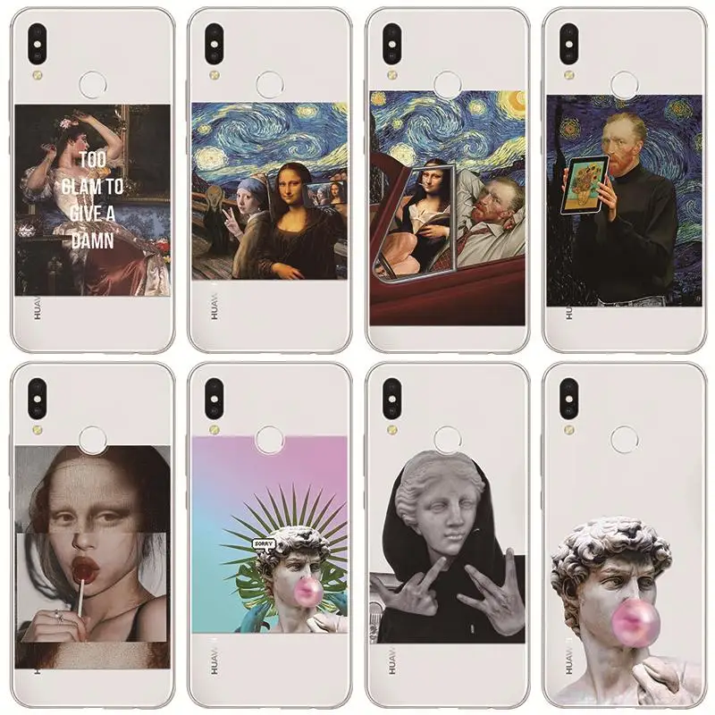 

Mona Lisa Sculpture Case For Huawei P30 P20 Mate 20 10 Pro P10 P8 P9 Lite 2017 TPU Soft Case For Huawei P Smart Z Plus 2019 Thin