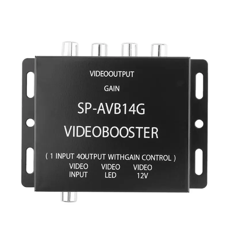 12V 1 To 4 Output RCA Car DVD Video Booster Amplifier Splitter Signal Booster Box Variable Level Control For DVD/LCD/TV New 12V 1 To 4 Output RCA Car DVD Video Booster Amplifier Splitter Signal Booster Box Variable Level Control For DVD/LCD/TV New