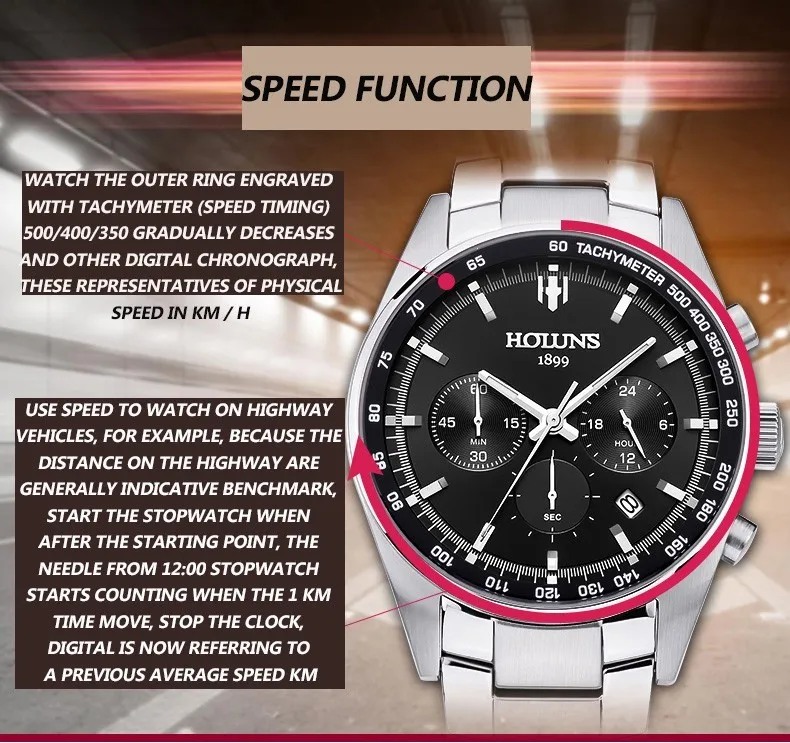 Роскошный бренд HOLUNS мужские часы сапфировое зеркало из нержавеющей стали многофункциональные светящиеся водонепроницаемые деловые часы подарок