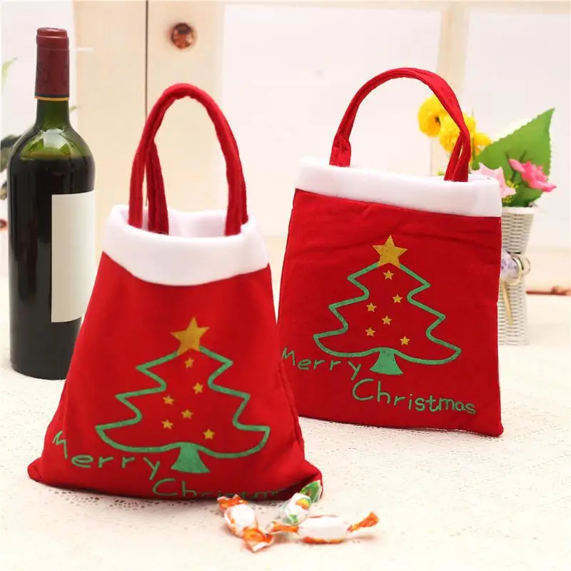 

1PC Merry Christmas Tree Pattern Candy Gift Bags Santa Claus Sack Handbag Christmas Decoration for Home New Year Party Supplies