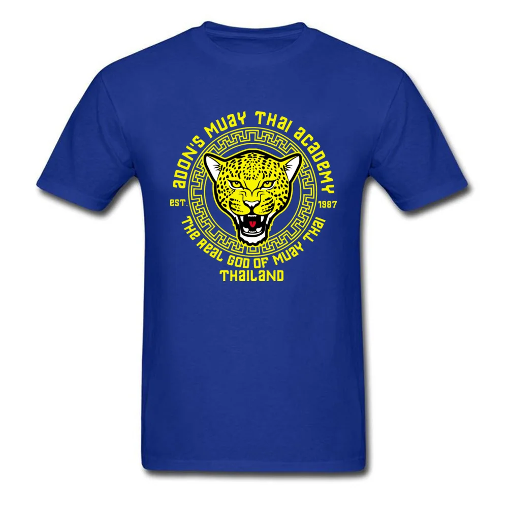 Custom Adons muay thai academy Tops T Shirt for Men Faddish Autumn O Neck Cotton Fabric Short Sleeve T Shirt Funny Sweatshirts Adons muay thai academy blue