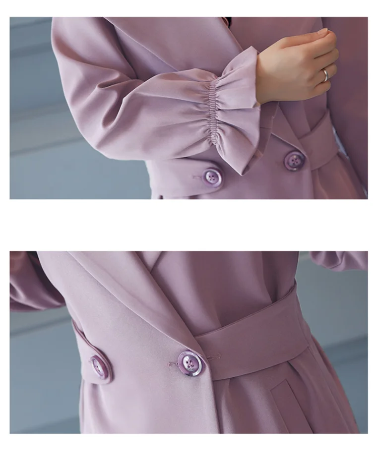 Spring Autumn Casual Loose Lapel Single Button Windbreaker Female Solid Retro Elegant Medium Trench Coat Outwear A43