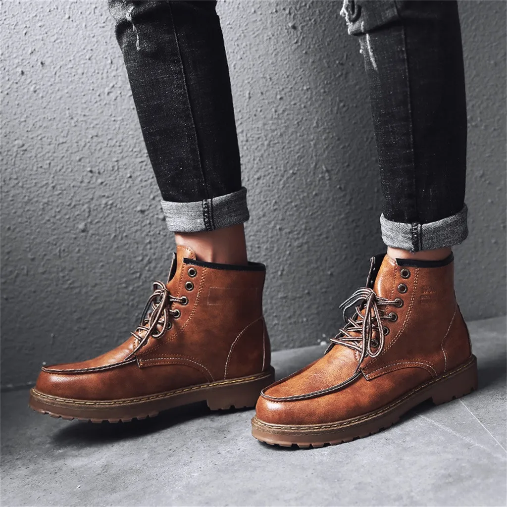 Casual Round Toe Ankle Boots Men Fashion Motorcycle Boots Men Waterproof Retro Autumn Boots Men NEW Arrival