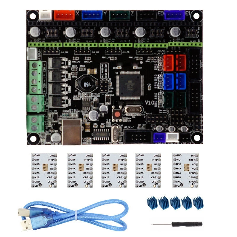 

V1.0 Integrated Controller Mainboard With 5pcs TMC2100 V1.3 Stepper Motor Driver Compatible Ramps1.4/Mega2560 R3 For 3D Printer