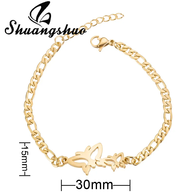 Shuangshuo браслеты с сердечками из нержавеющей стали для пары Moon Star золотая цепочка ювелирный браслет женские свадебные подарки pulsera - Окраска металла: Bracelet SL149