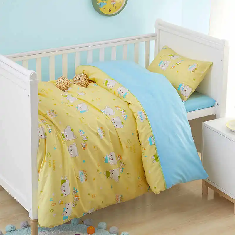 Комплект детского постельного белья из 3 предметов; детская хлопковая кроватка; Комплект постельного белья для мальчиков и девочек; детская наволочка; простыня; пододеяльник - Цвет: H
