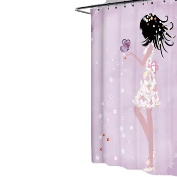 

Princess and Butterfly Printing Polyester Shower Curtain Waterproof Partition Curtain