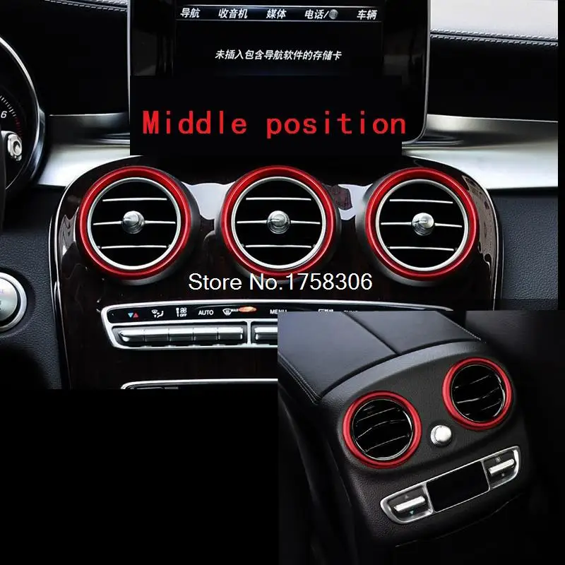7 pcs Air outlet sticker/Instrument panel Air outlet decoration ring sticker for Mercedes-Benz C Class W205 C160 180 200 260 300