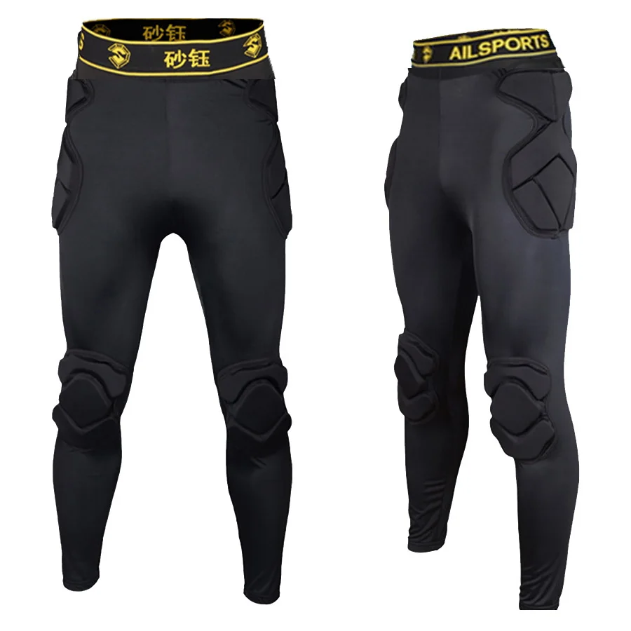 Профессиональные Вратарские футбольные тренировочные штаны наколенники EVA губки тонкие обтягивающие футбольные наколенники защита голени Спортивная безопасность - Цвет: black pant 1