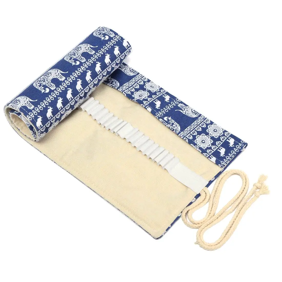 

HOT-72 Holes Canvas Wrap Roll Up Pencil Case Pen Bags Holder Storage Pouch