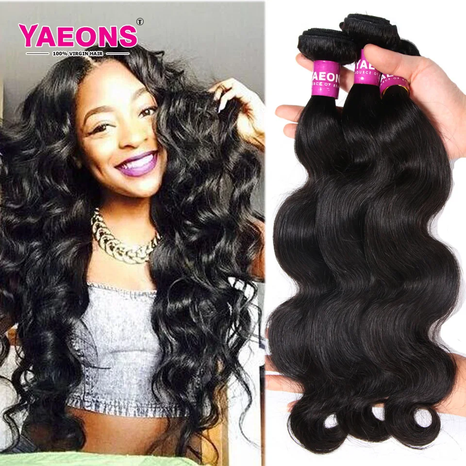 7A Peruvian Virgin Hair Body Wave 3 Bundles Peruvian Body Wave Unprocessed Virgin Yaeons Human Hair Weave Bundle Body Wave Deals