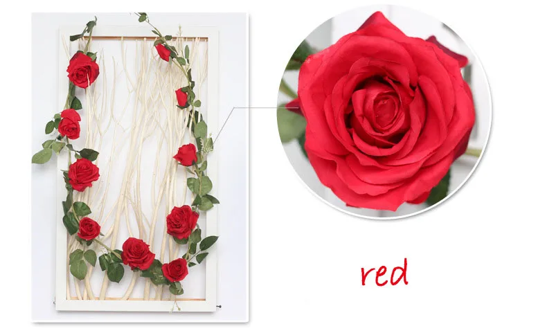 red rose vine 1,7 м искусственные растения, ненастоящие листья, листья плюща, листья, гирлянда, висячие украшения, свадебные, на день рождения, Вечерние Декорации в джунглях - Цвет: red rose vine
