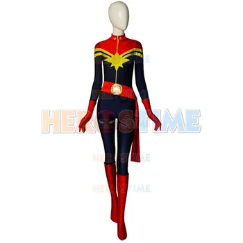 

High Quality Adult Women Captain Superhero Costume Ms Marvel Carol Danvers Girls Cosplay Costumes Zentai Lycra Female Bodysuit