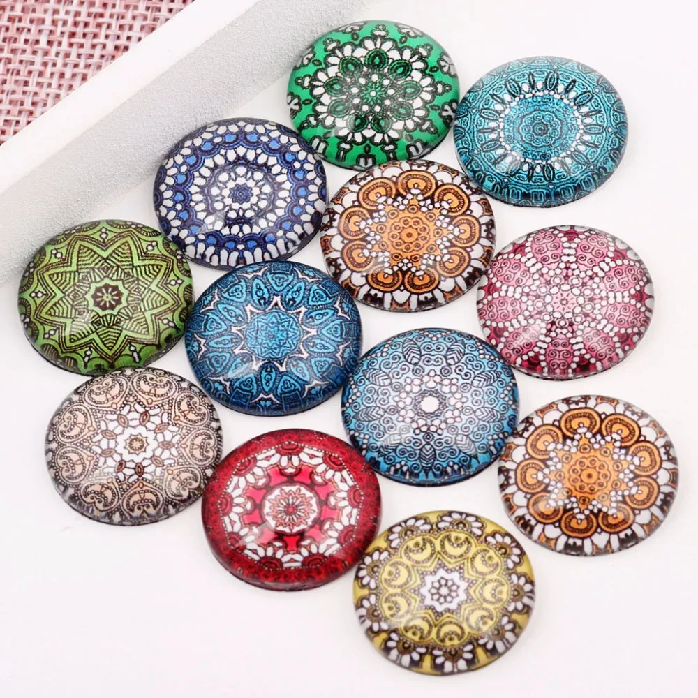 

Onwear Handmade Round Dome Mixed Beautiful Pattern Glass Cabochon 10mm 12mm 14mm 16mm 18mm 20mm 25mm for Earring Bracelets