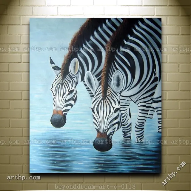 zebras drinking water oil painting contemporary animal zebra home zebras drinking water oil painting contemporary animal zebra home