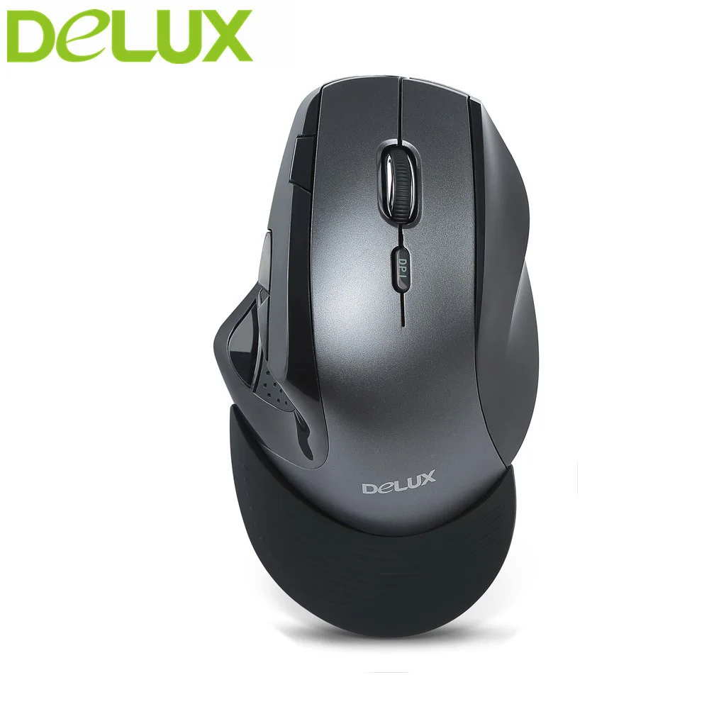 

Delux M910 2.4G Wireless Mouse Ergonomic Vertical Mouse 2400DPI Optical Computer Gaming Mouse 9 Buttons with Removable Palm Rest