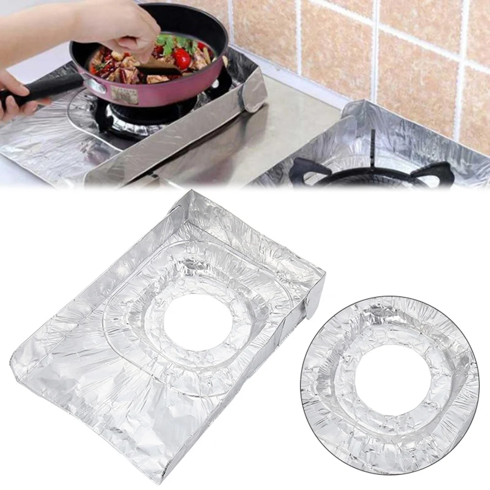 2PCs/Set Reusable Gas Stove Burner Covers Cooking Aluminum Foil Insulation Protector Guard Oil